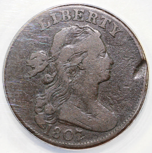 1807 1c S-274 Draped Bust Large Cent ANACS F 12 Details Damaged
