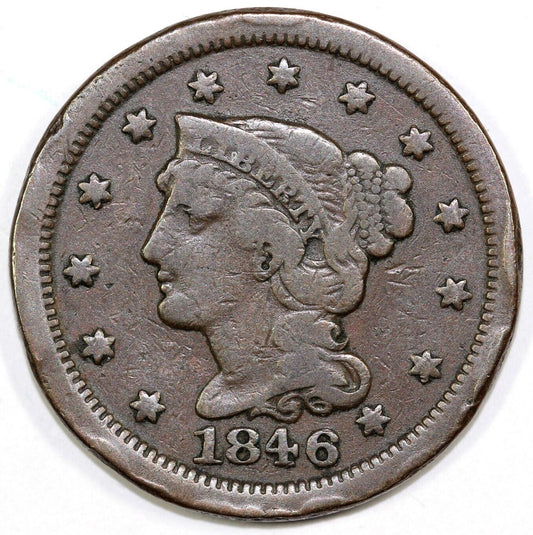 1846 1c N-21 Braided Hair Large Cent