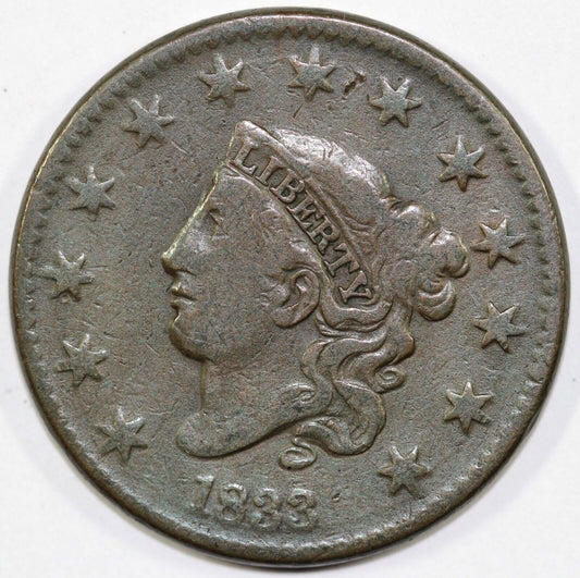 1833 1c N-6 Matron Head Large Cent