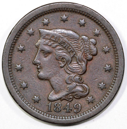1849 1c N-26 Braided Hair Large Cent