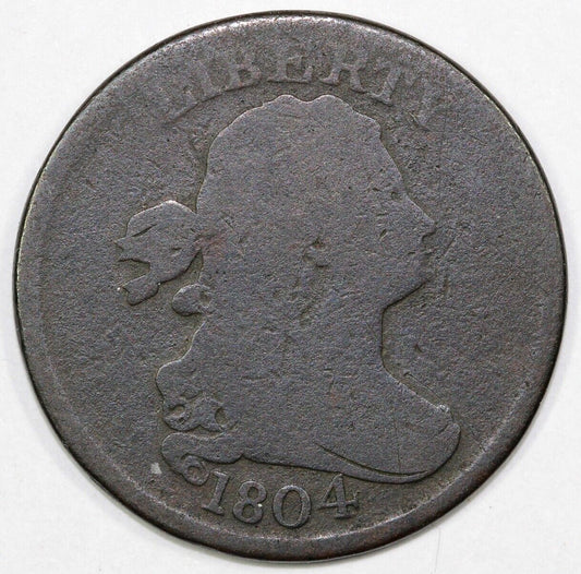 1804 1/2c C-6 Spiked Chin Crosslet 4 With Stems Draped Bust Half Cent  *Cuds*