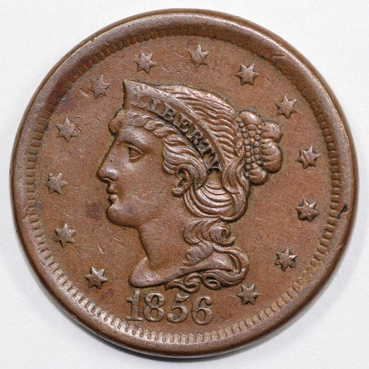 1856 1c N-4 Braided Hair Large Cent *Die State B*