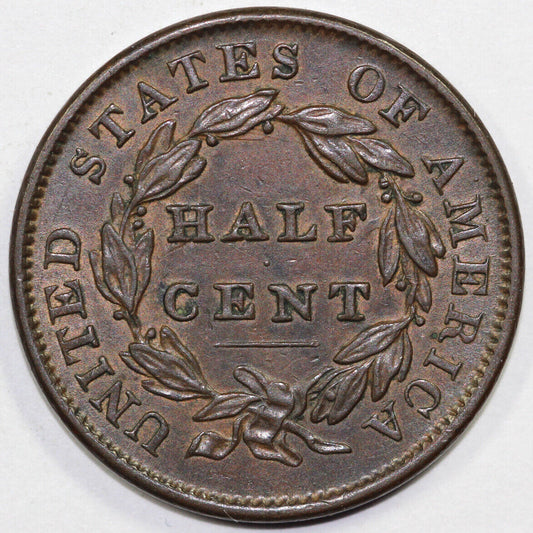 1835 1/2c Classic Head Half Cent *Clashed Dies*