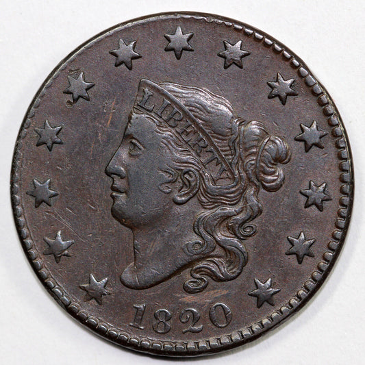 1820 1c N-6 Coronet or Matron Head Large Cent