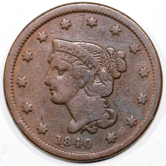 1840 1c N-4 Braided Hair Large Cent