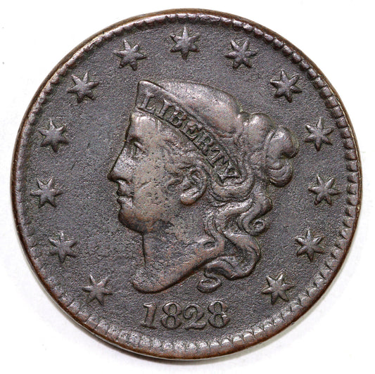 1828 1c N-4 Coronet or Matron Head Large Cent