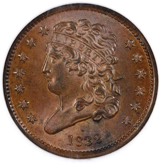 1832 1/2c C-3 Classic Head Half Cent NGC MS 63 BN