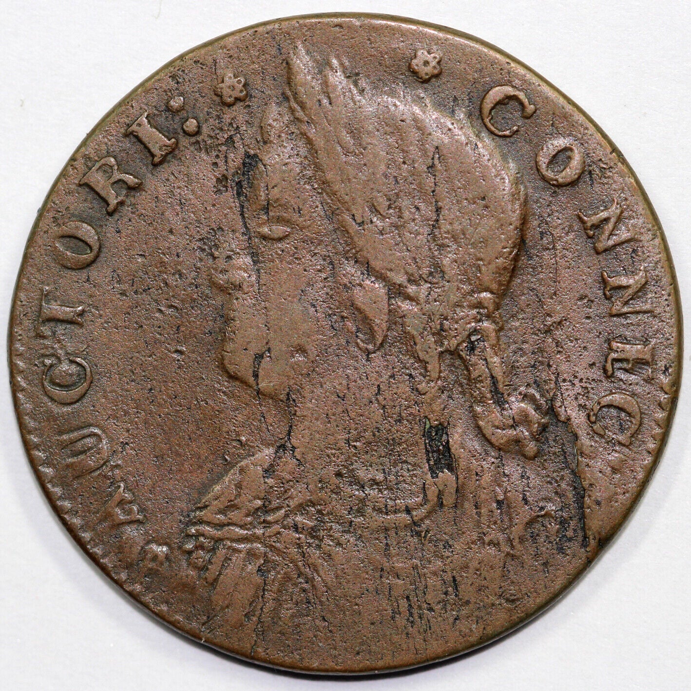 1787 1/2p M.33.6-KK Connecticut Colonial Copper Half Penny EX; 2010 C-4 SALE