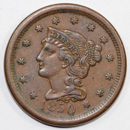 1850 1c N-21 Braided Hair Large Cent