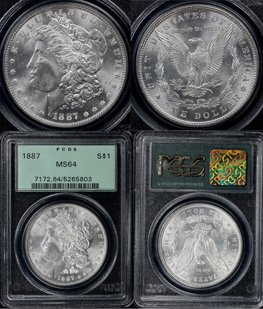 1887 $1 Morgan Dollar  PCGS MS 64