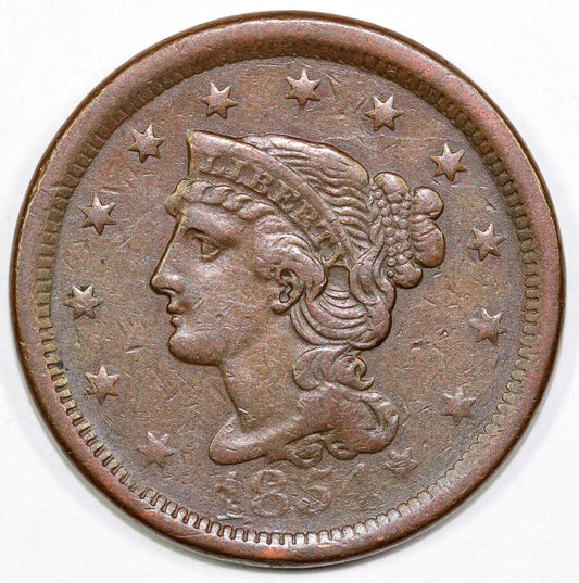 1854 1c Braided Hair Large Cent